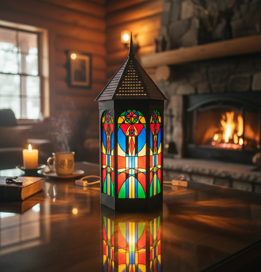 Stained Glass Tower Lamp